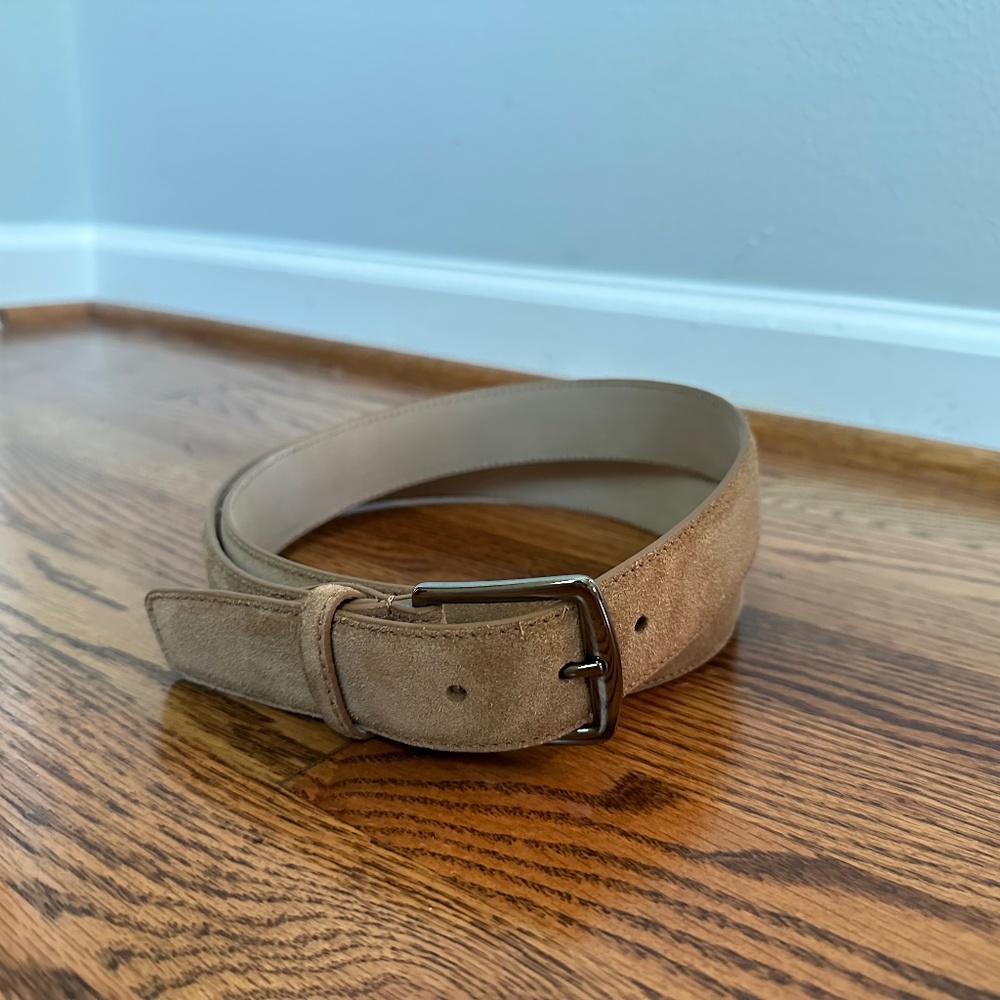 Aurélien Beige Suede Leather Belt, Size 44, Like New!